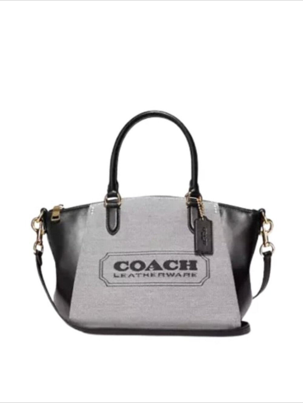 Coach Elise Satchel Black Jacquard Refined Calf Leather Handbag Purse C9079 NWT